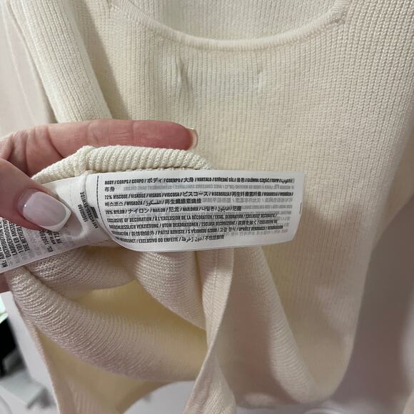 Abercrombie & Fitch White Ribbed Knit Cutout Bodysuit Size Medium - Picture 4 of 7